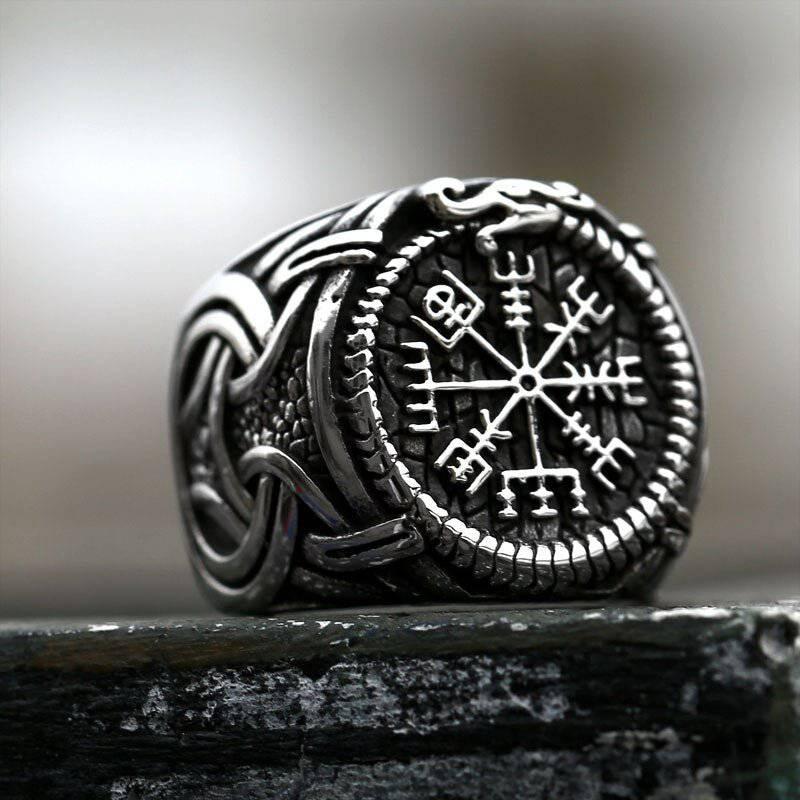 Пръстен Vegvisir Serpent Ouroboros - неръждаема стомана