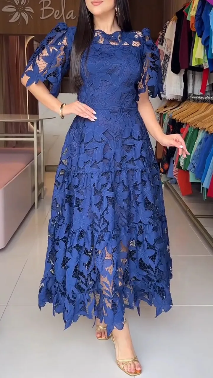 🔥Women's dress with a round neckline and a cutout at the waist, with a delicate cut 👗