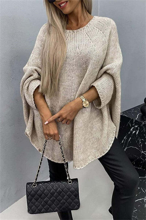 Nuovo maglione scialle lavorato a maglia stile poncho da donna
