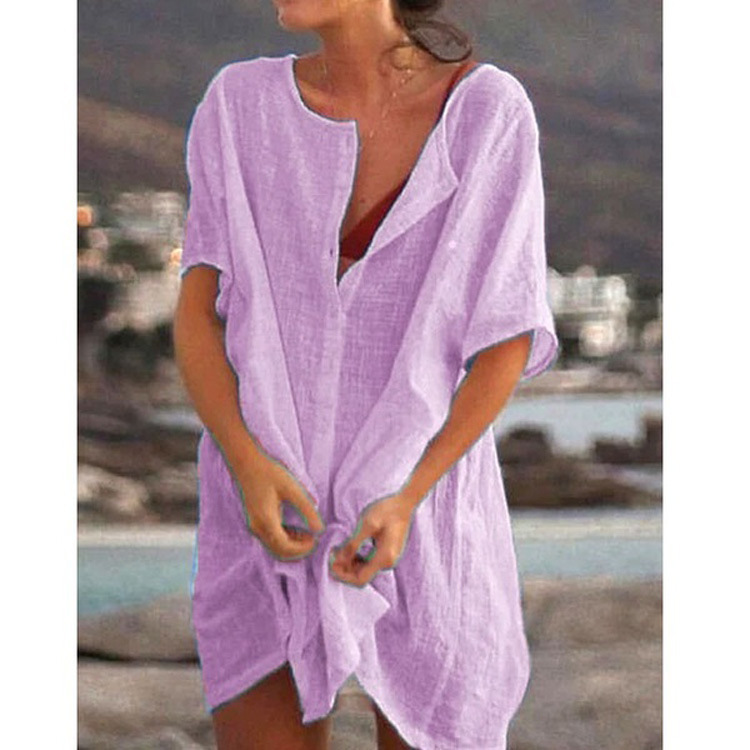 Camicia ampia a maniche corte di media lunghezza