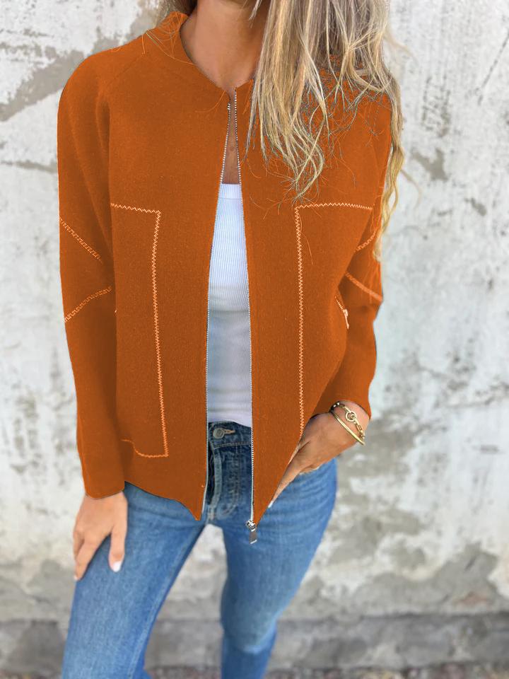 Giacca sottile casual con cerniera e collo rotondo