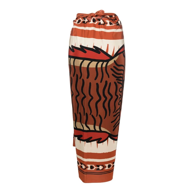 New design One Shoulder  Printed Wrap Skirt Swimsuit Set