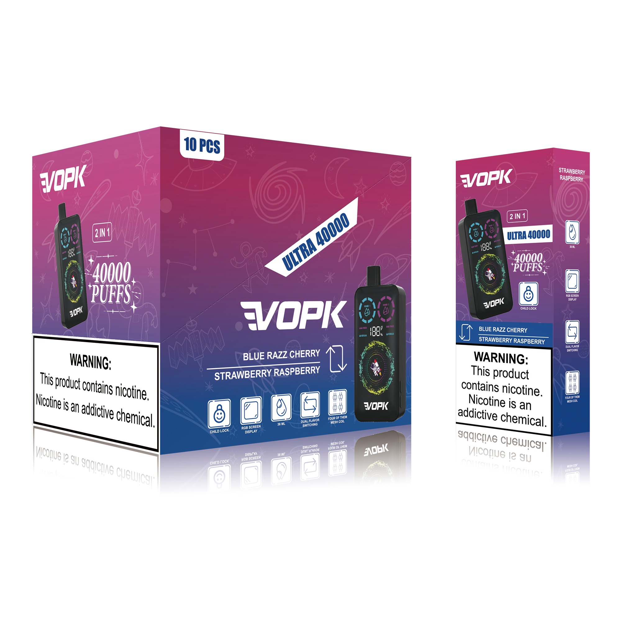 VOPK ULTRA 40000 Puffs Double Taste Disposable Vape – Advanced Features for Maximum Enjoyment 10Pcs