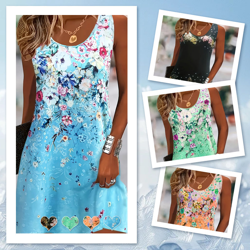 👗Vestido de verão feminino sem mangas e com estampa floral