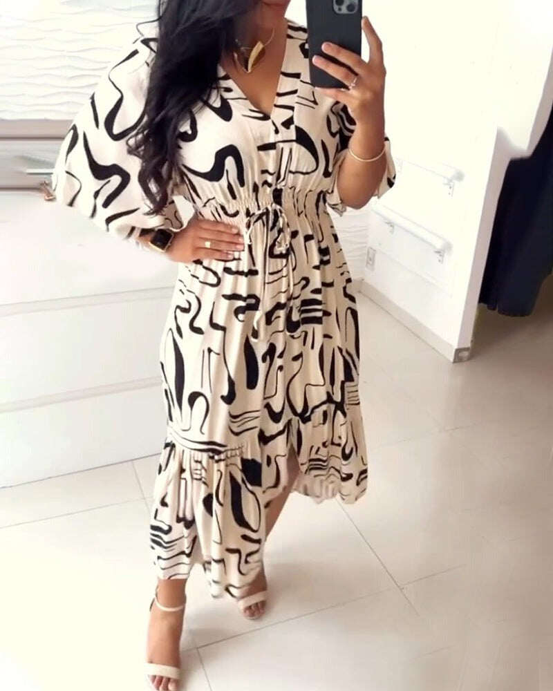 🌷 Vestido cor de tinta com decote em V