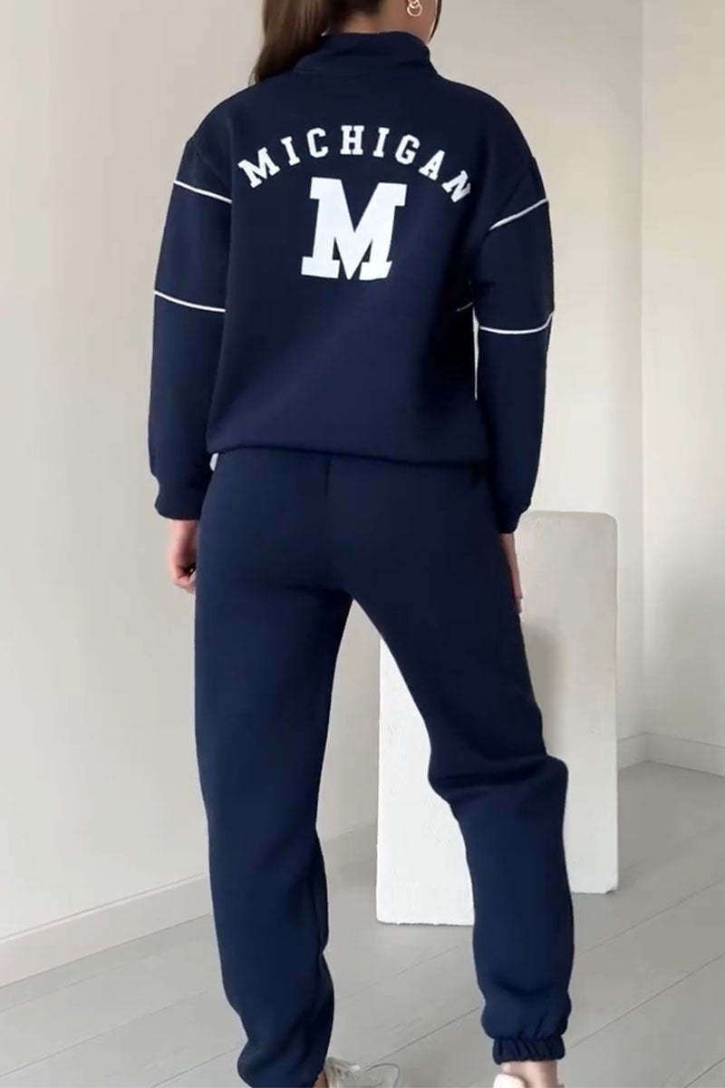 Conjunto casual de duas peças em algodão para mulher com mangas compridas