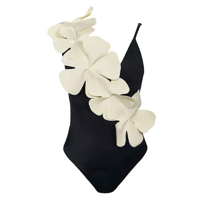 3D Flower Backless One Piece Swimsuit and Skirt