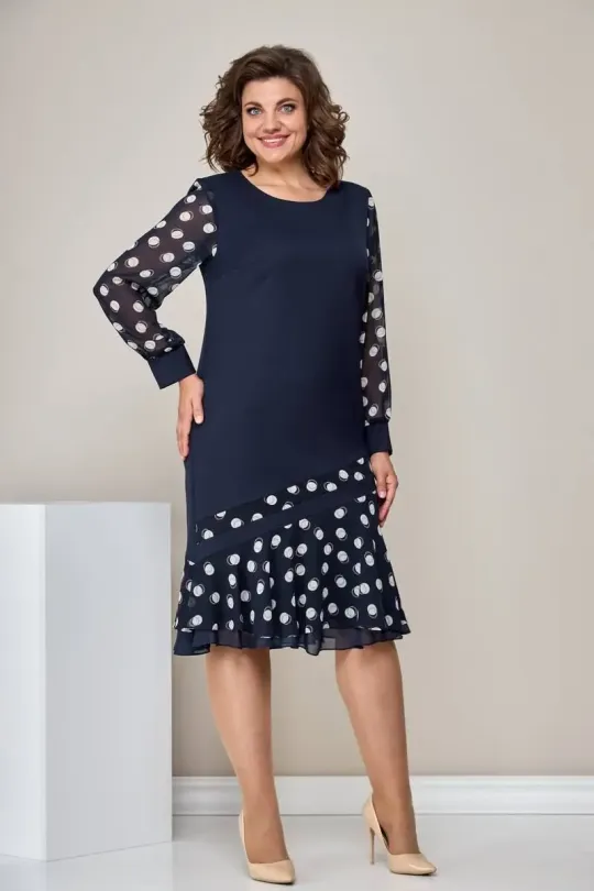 🏆Saia mais vendida de 2025 🎈🥰[S-5XL]Vestido moderno, confortável e elegante com estampado de bolinhas de chiffon