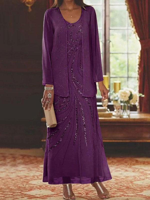 Vestido elegante feminino de duas peças com jaqueta
