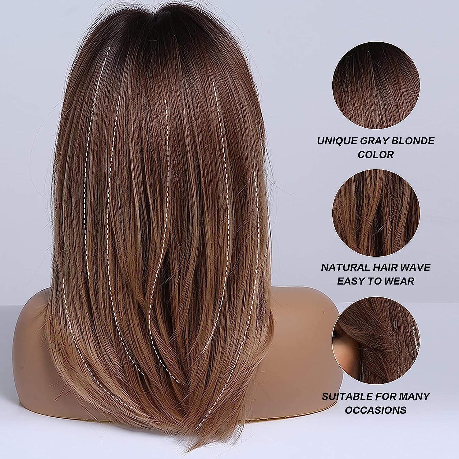 Synthetic Long Wigs  Hair with Bangs for Daily Use