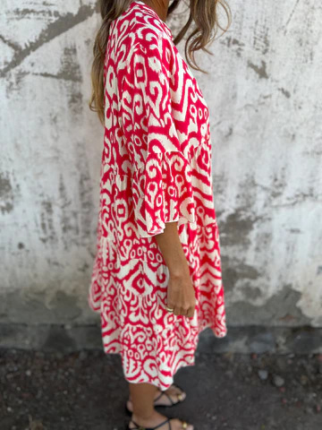 💖Limited Sale 48% OFF💖Printed V-Neck Dress with 3/4 Sleeves
