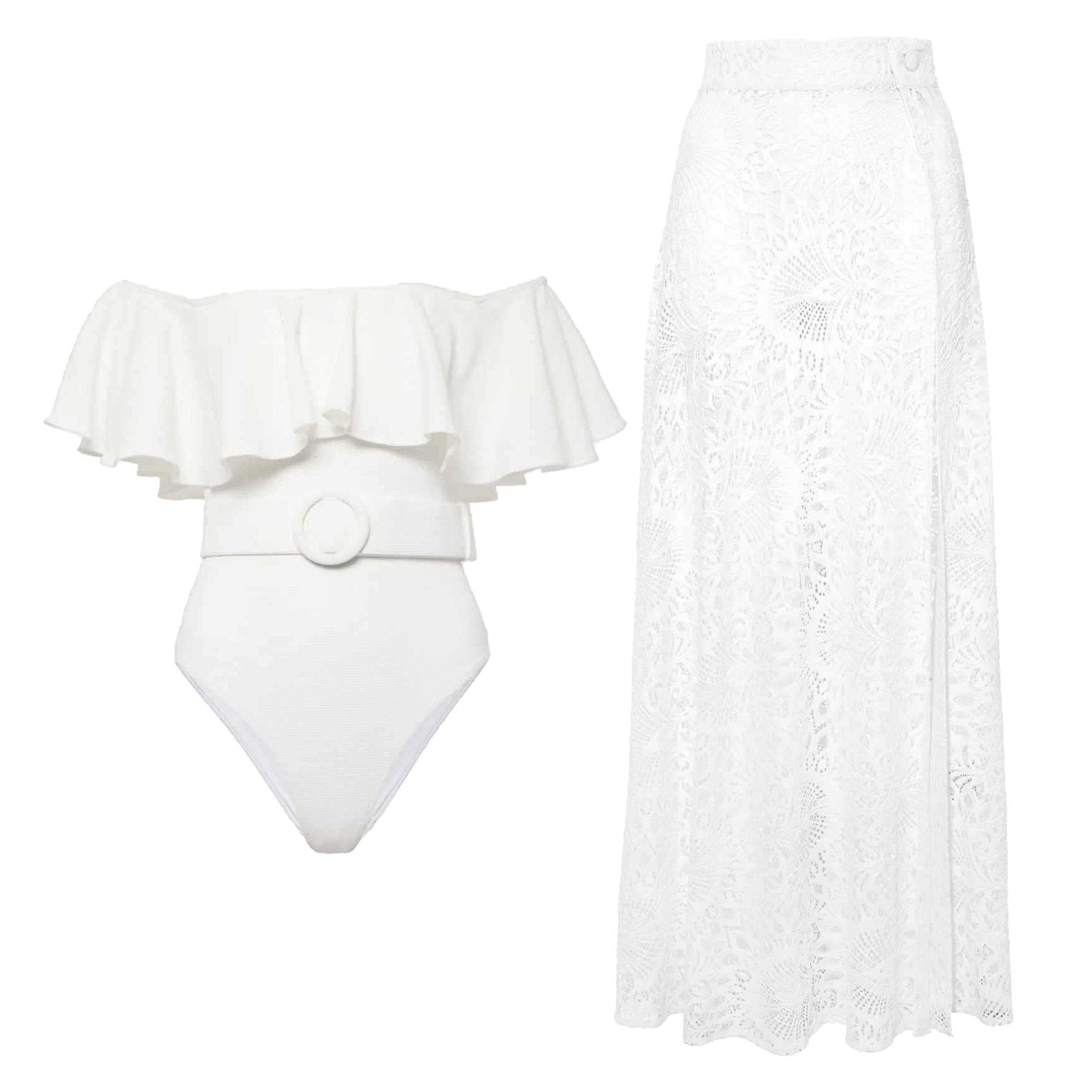 ✨ Lace Skirt Ruffle One Piece Swimsuit Set 🩱