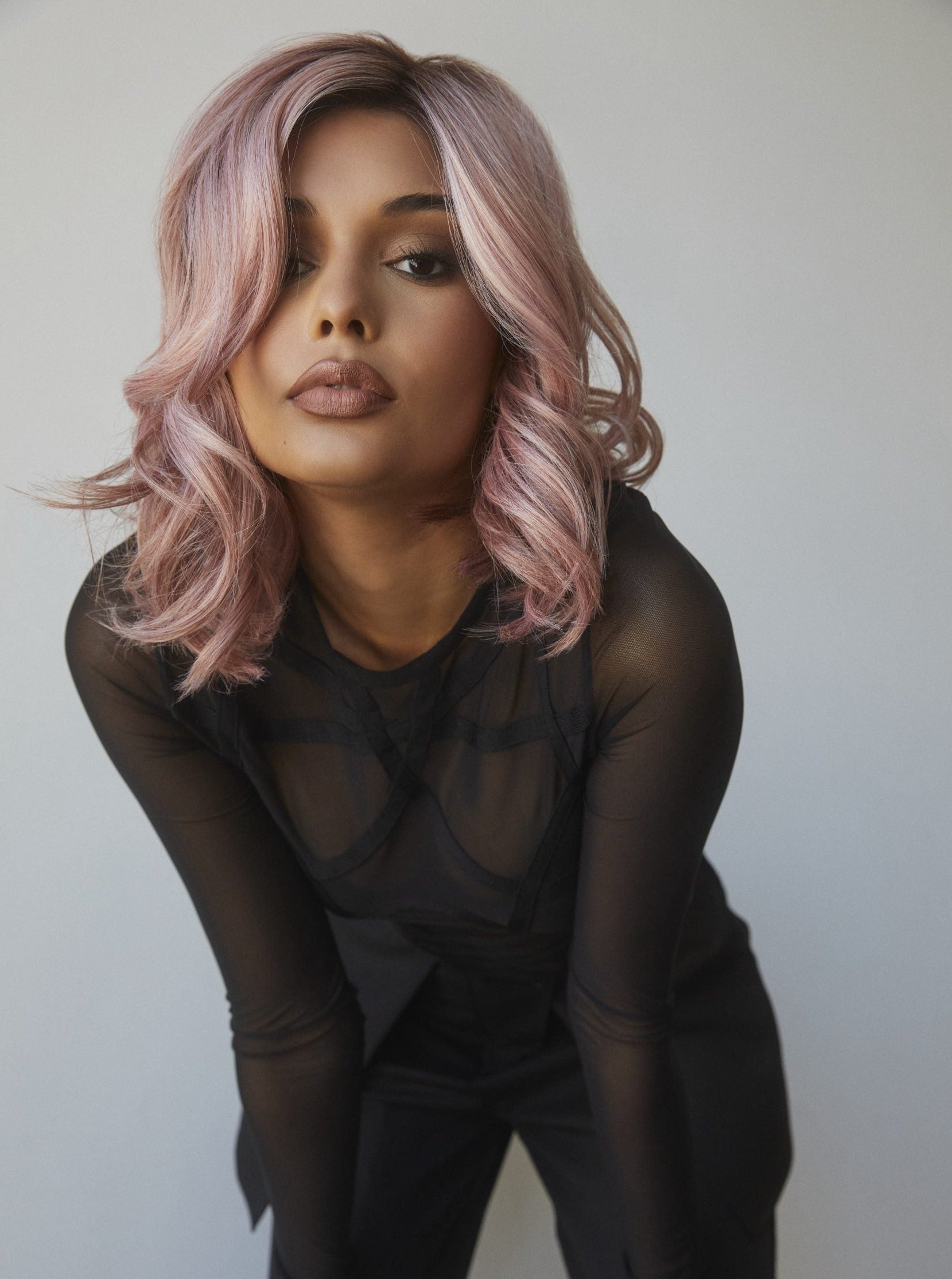 Upgraded side-parted wavy wig with bangs