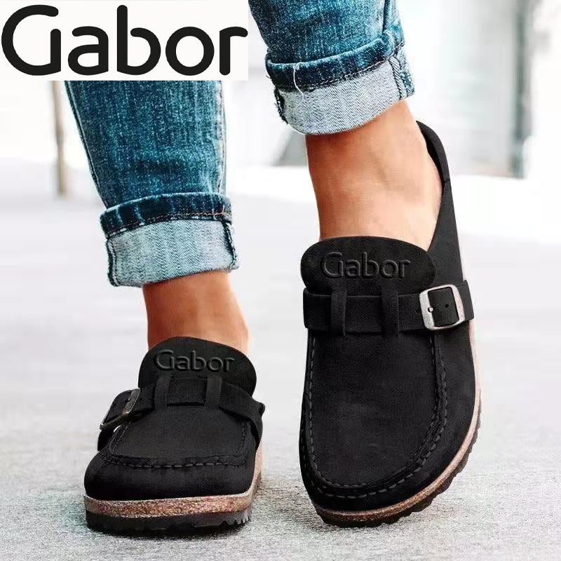 Gabor® nové dámske kožené pološmykové sandále, Topánky s guľatou špičkou na nízkom podpätku