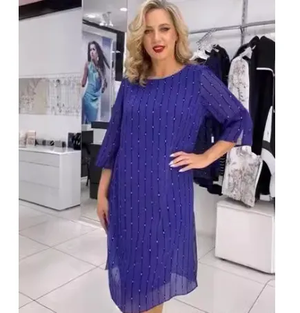 Vestido fino elegante estampado saia evasé de comprimento médio