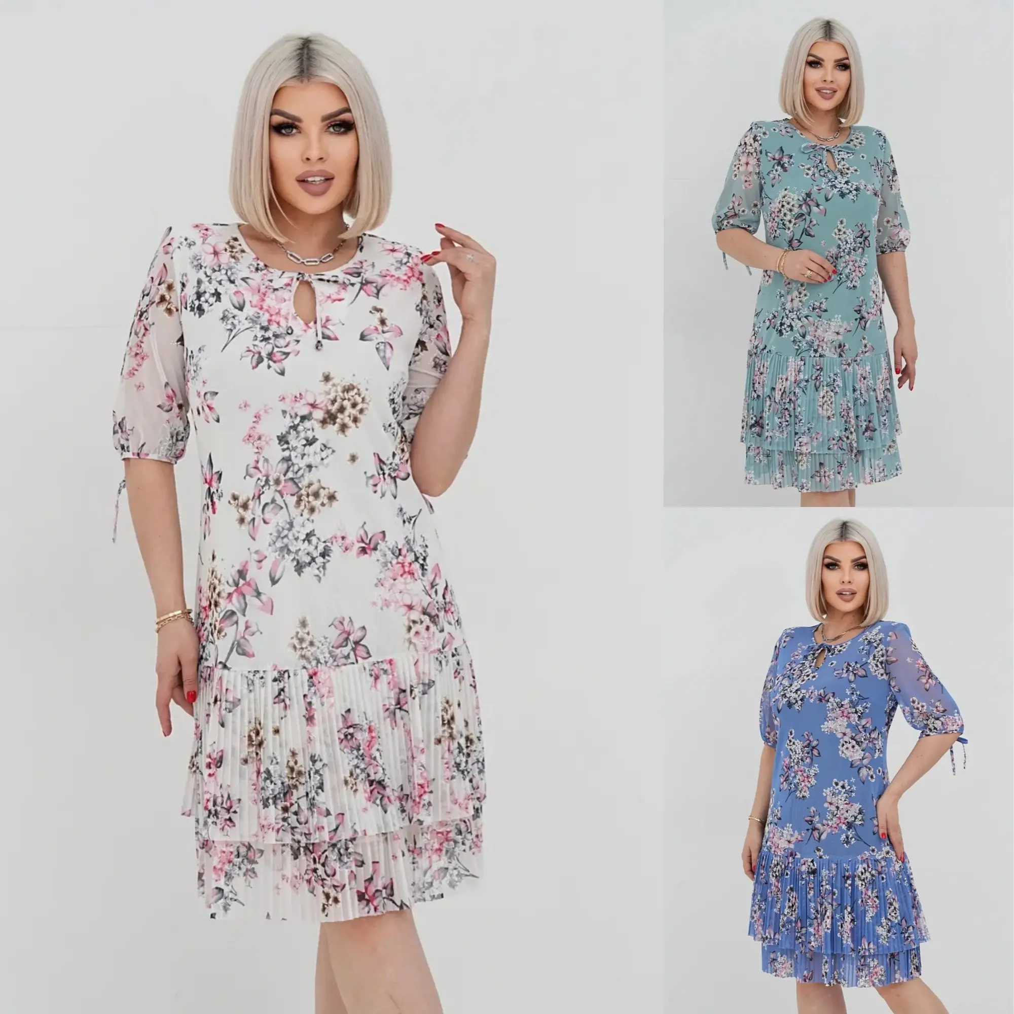 👗❤️【P-5XL】Vestido de renda plissada elegante e moderno