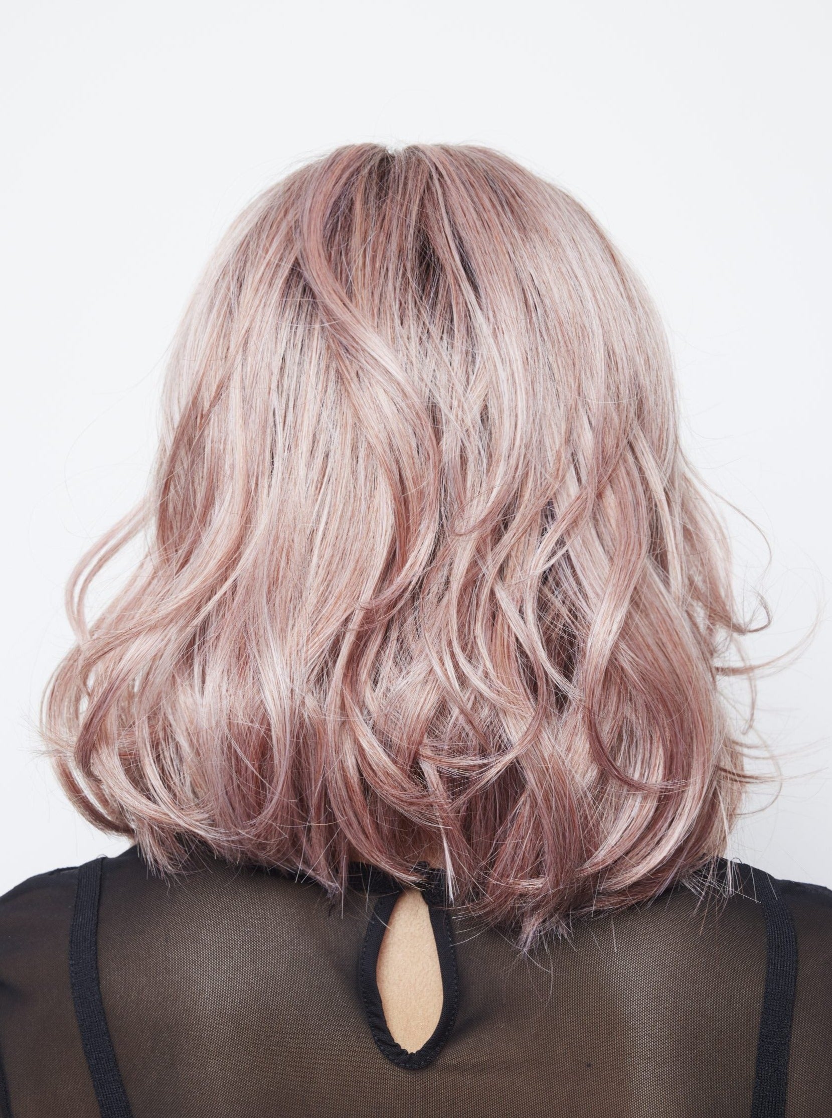 Upgraded side-parted wavy wig with bangs