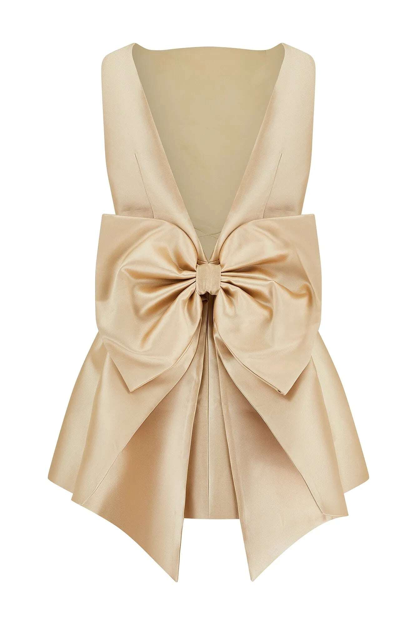 Minivestido com decote quadrado e detalhe de laço de cetim personalizado