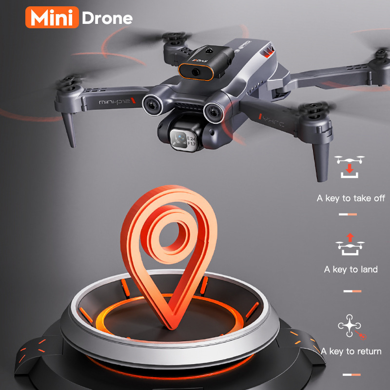 P12 drone de posicionamento de fluxo óptico 8K ESC câmara aérea de lente dupla com prevenção total de obstáculos avião de controlo remoto