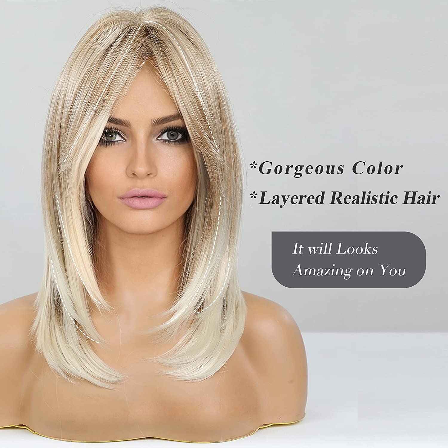 Synthetic Long Wigs  Hair with Bangs for Daily Use