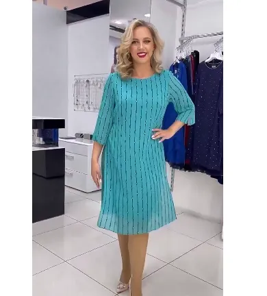 Vestido fino elegante estampado saia evasé de comprimento médio