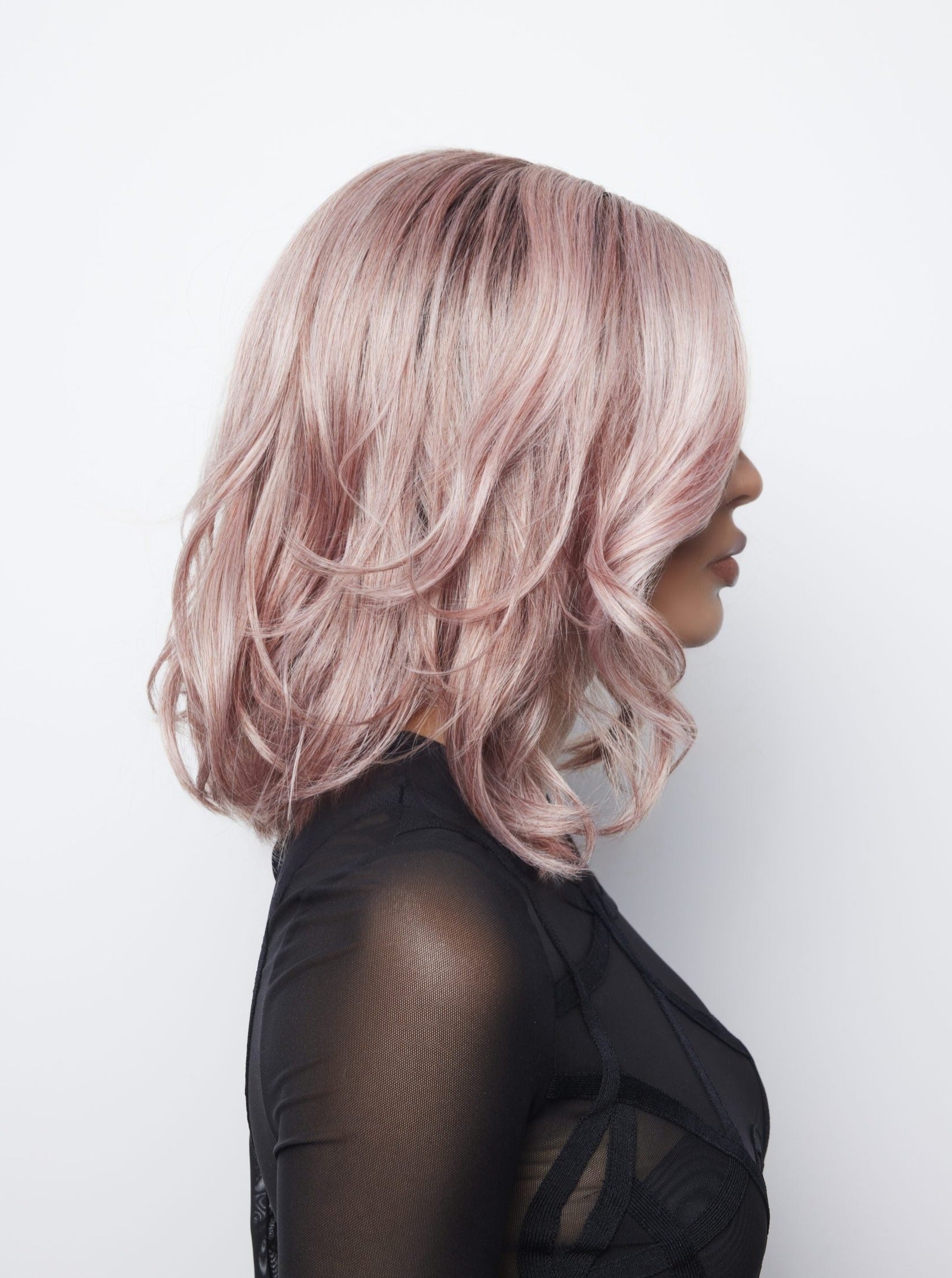 Upgraded side-parted wavy wig with bangs
