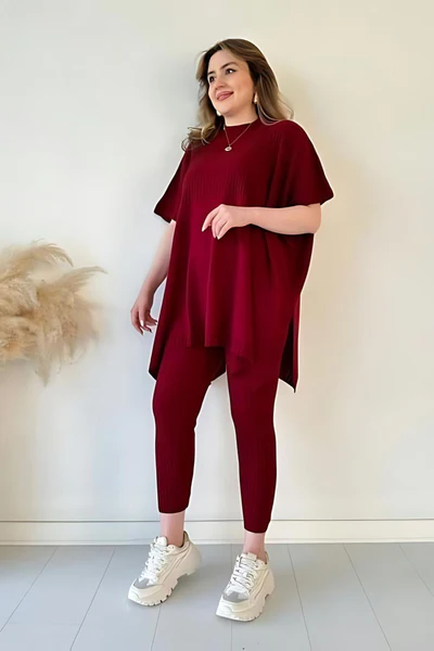 Maglione lavorato a maglia sciolto, set casual in due pezzi