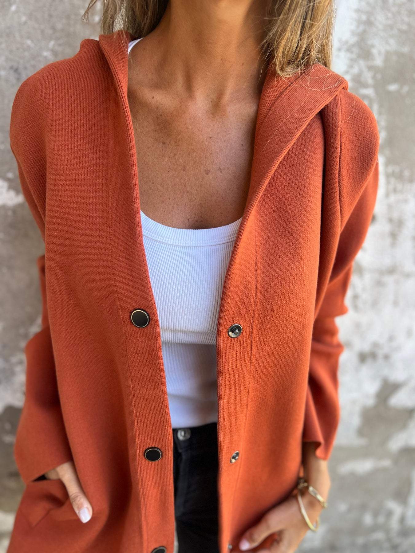 Giacca casual monopetto con cappuccio