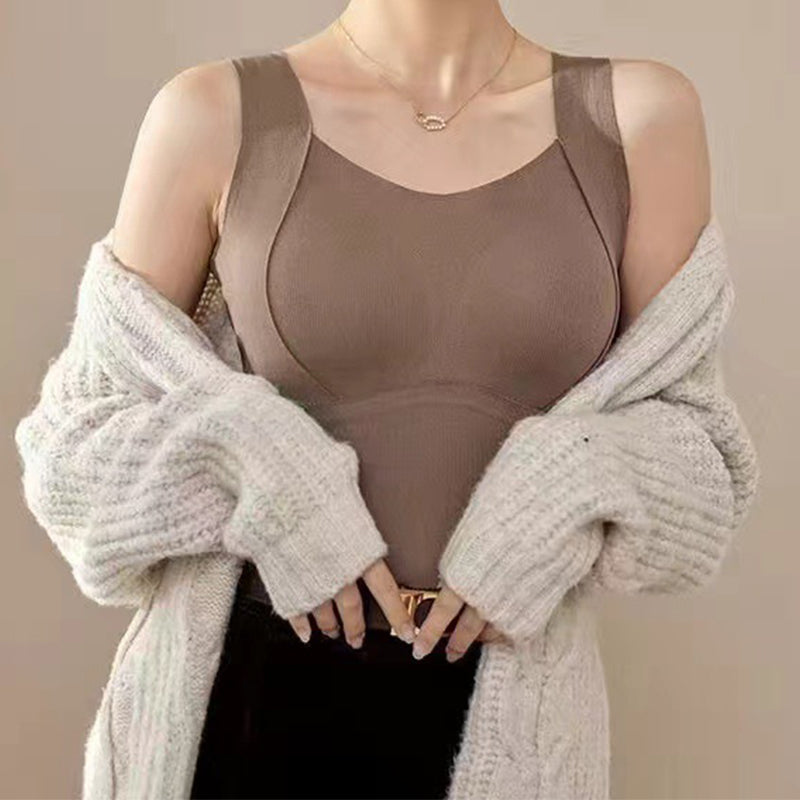 🌟 Camiseta espessa e quente com prateleira para sutiã