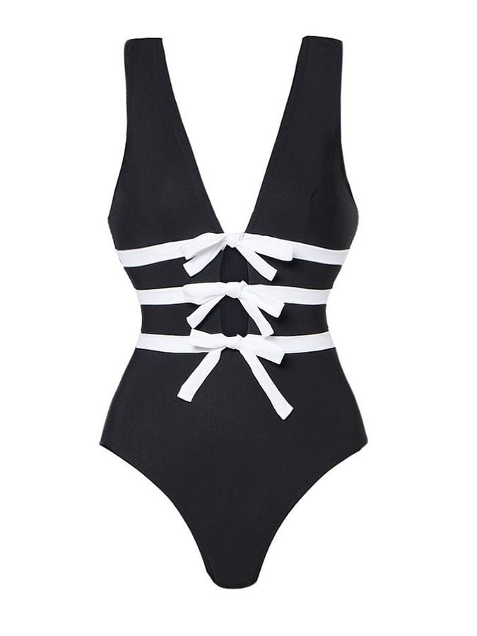 2025 New design Bowknot Decor One Piece Swimsuit