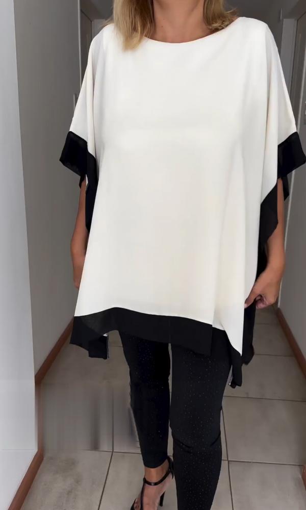 Top casual patchwork in colori a contrasto