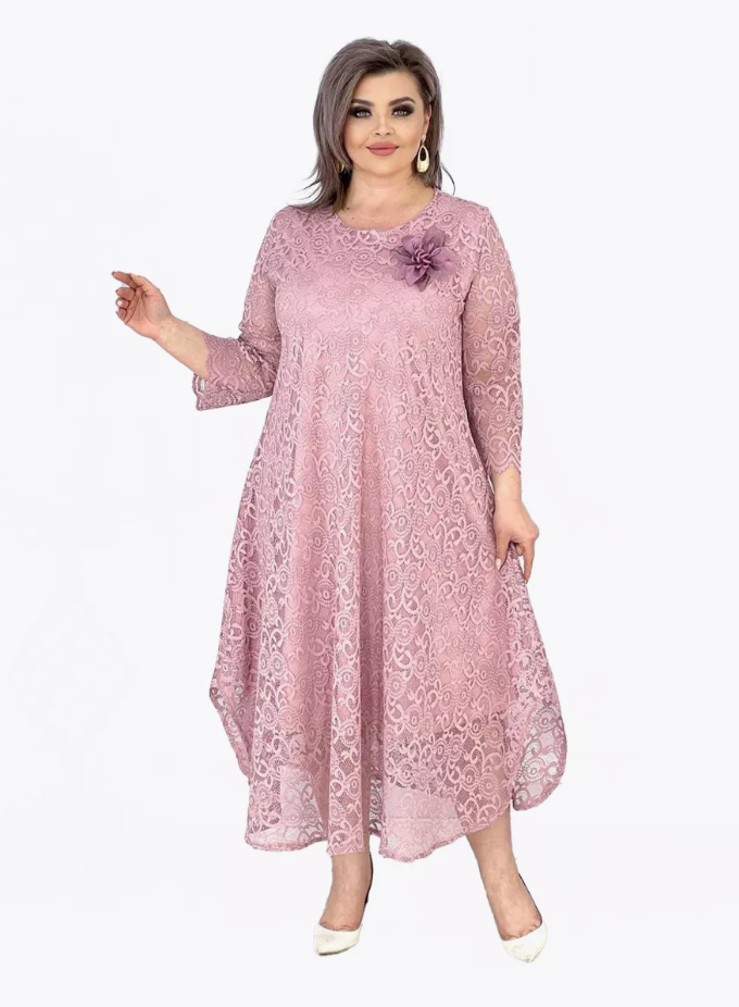 🔥Zielone Swiatki / Whit Sunday 70% Off‼️Sukienka z koronki prążkowanej w dużym rozmiarze, prosta i wygodna, średniej długości