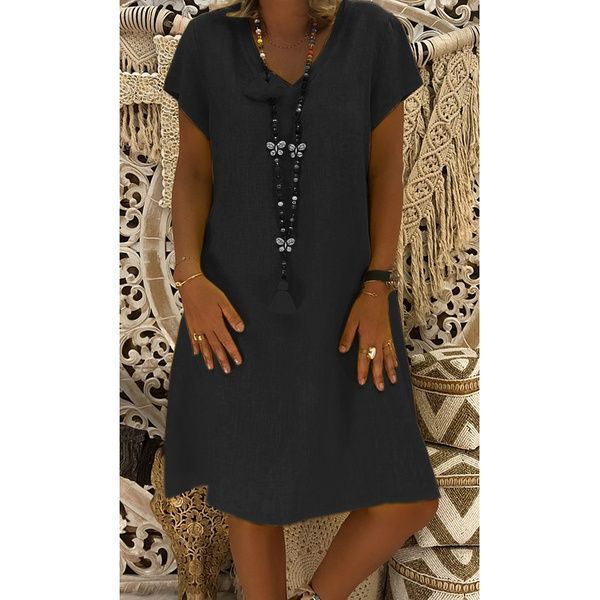 🔥2024 novo vestido midi casual com decote em V