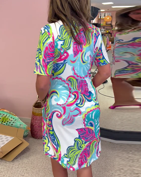 Vestido justo com estampa