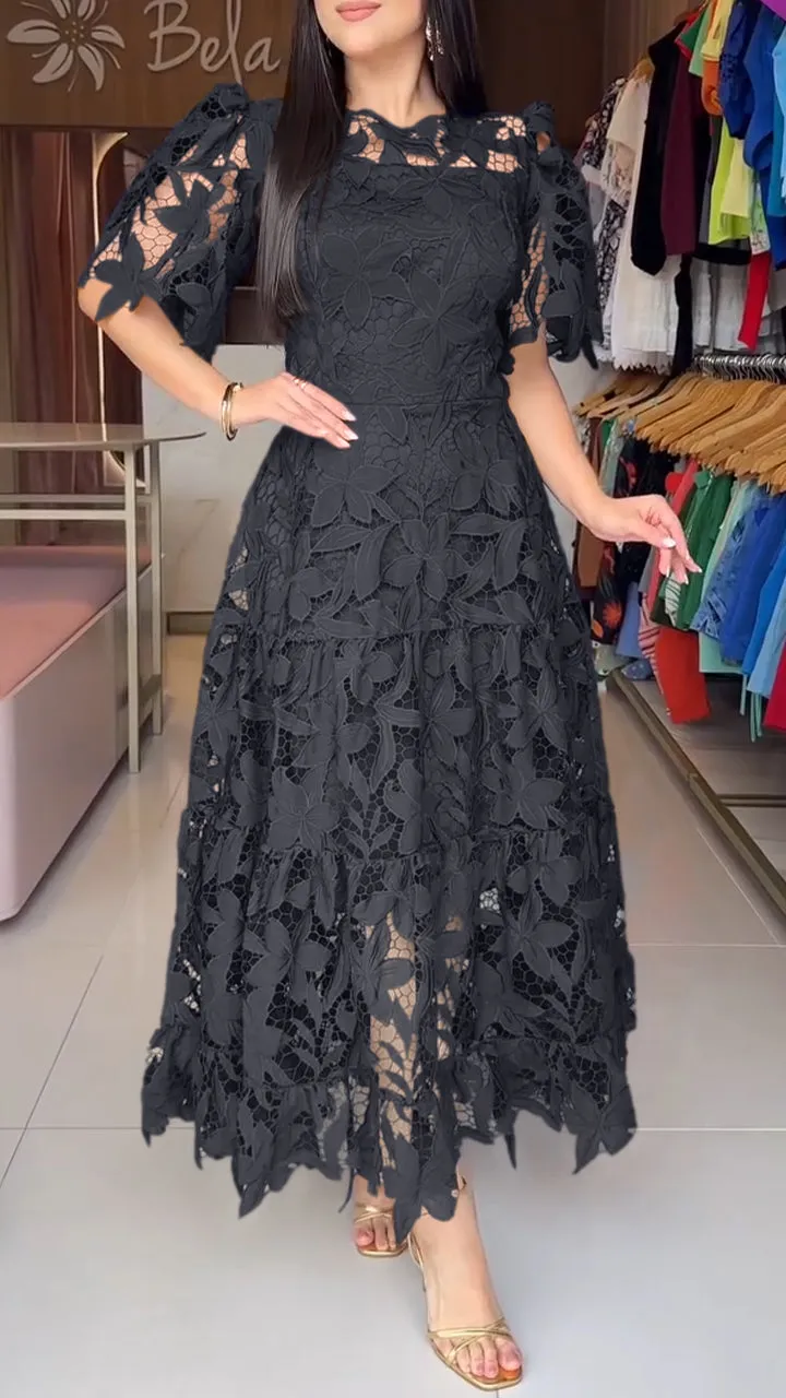 🔥Women's dress with a round neckline and a cutout at the waist, with a delicate cut 👗