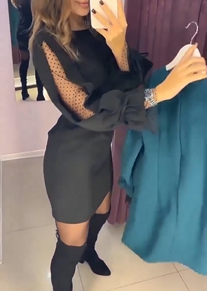Vestido envolvente - elegante e festivo - mistura de algodão com babados