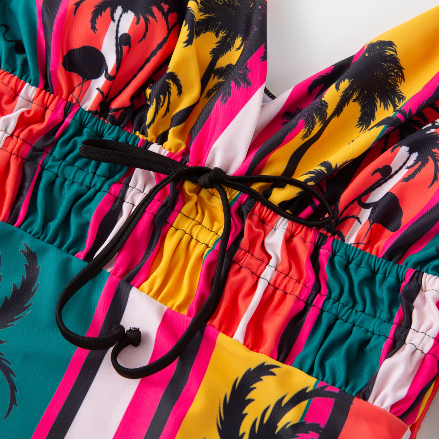 🎀Rainbow Coconut Tree print One Piece Swimsuit and Skirt