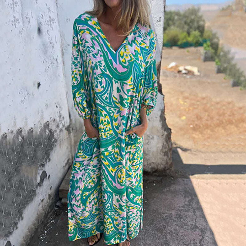 Vestido longo com decote em V 2025 para primavera/verão