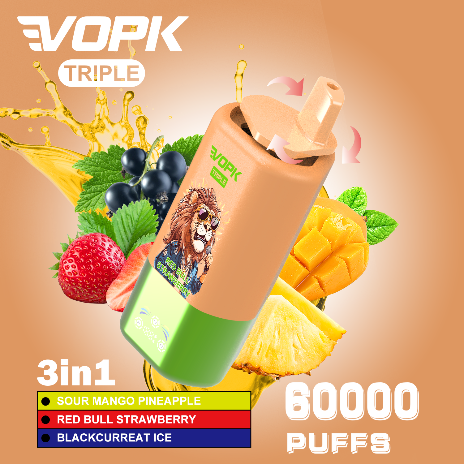 VOPK TRIPLE Triple Flavors 60000 Puffs Disposable Vape