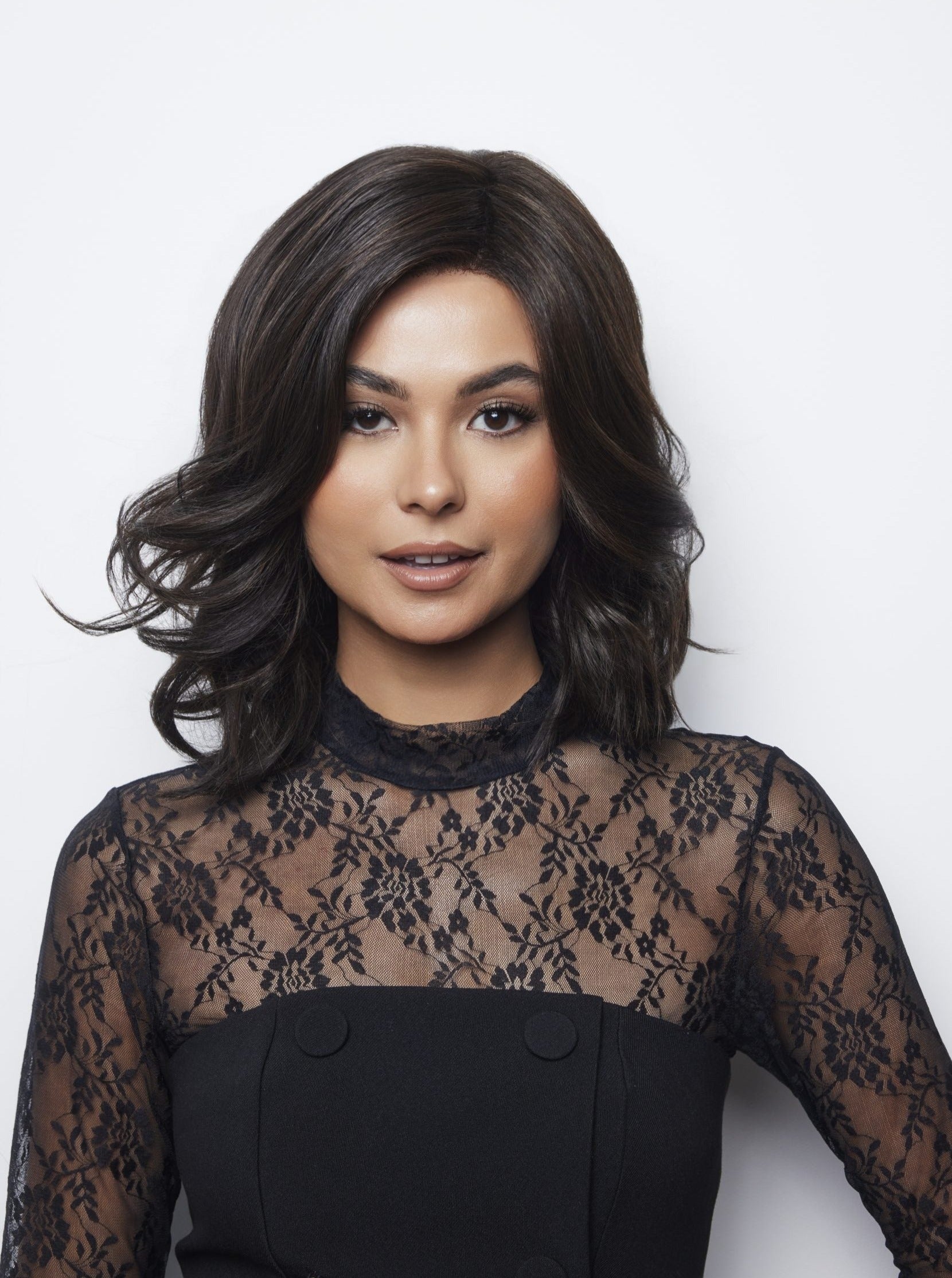 Upgraded side-parted wavy wig with bangs