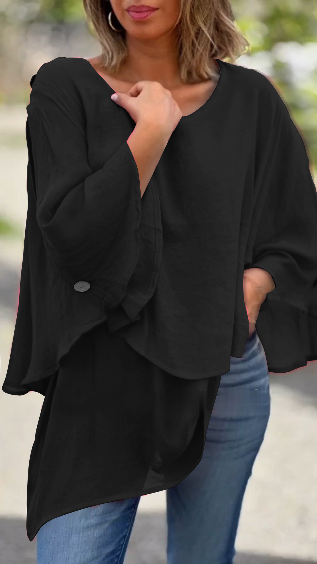 Top irregolare in chiffon