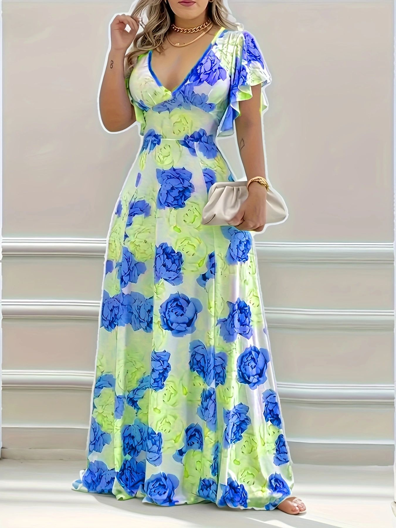 Abito elegante casual a fiori 2024