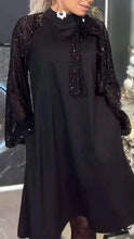 Vestido feminino com lantejoulas patchwork