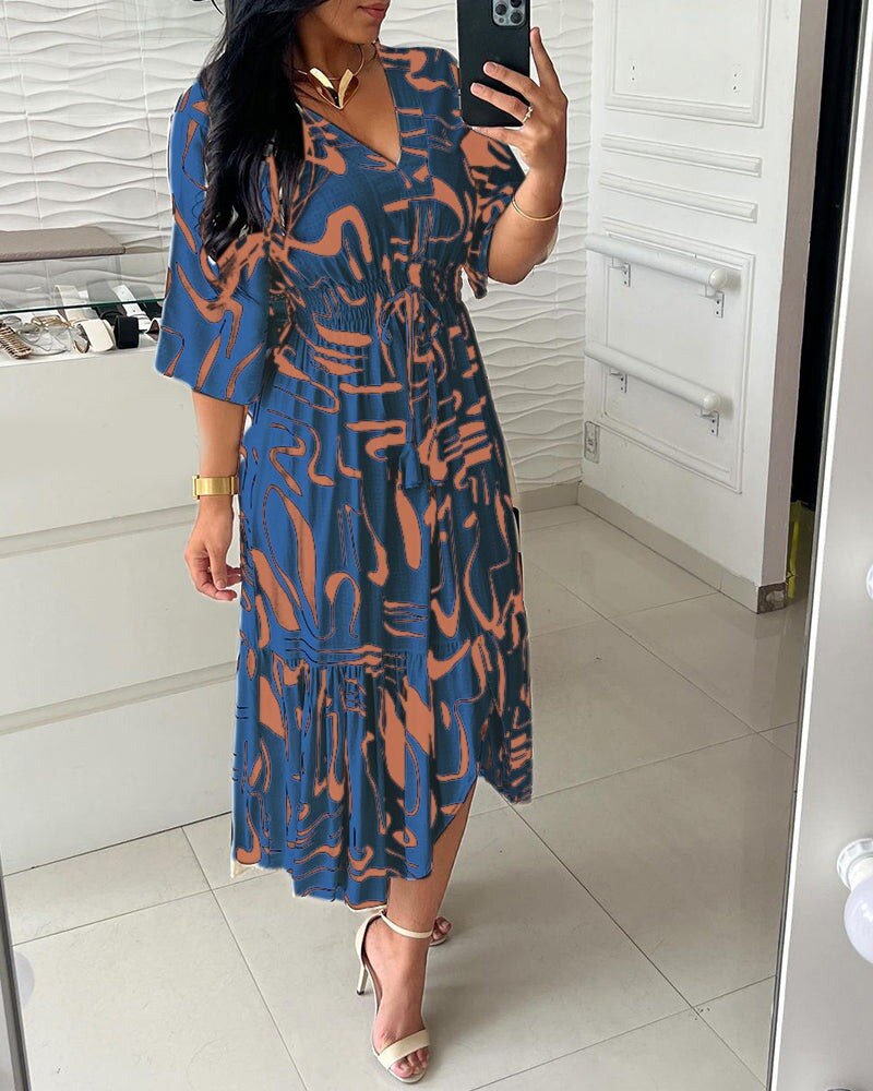 🌷 Vestido cor de tinta com decote em V