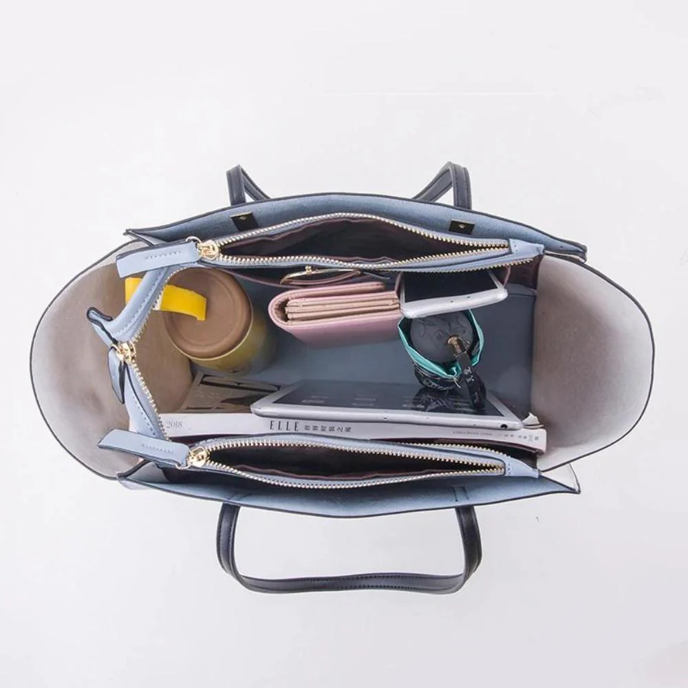 Conjunto de várias peças de bolsa de couro artesanal