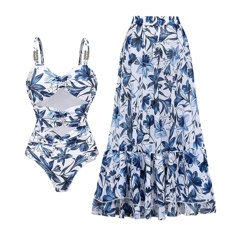2025 New 🩱 Floral Print Two Piece Swimsuit Set