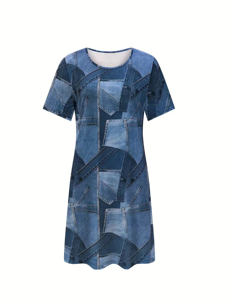 Vestido casual jeans plus size feminino