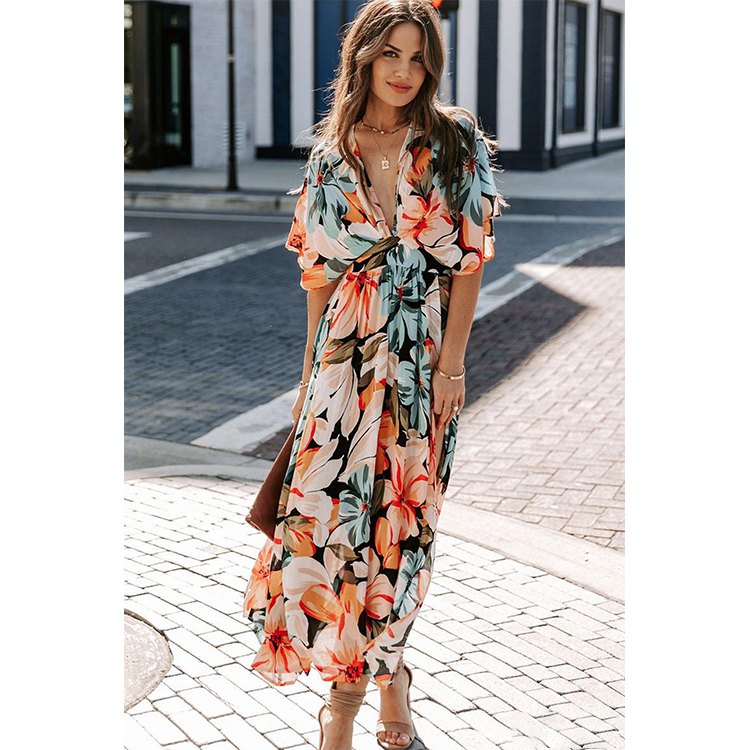 2025 New Blossom Printed Midi Dress