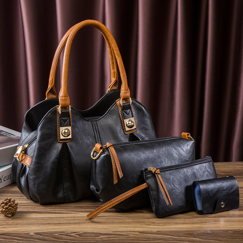 Handmade Vintage Leather Bag 4-Piece Set