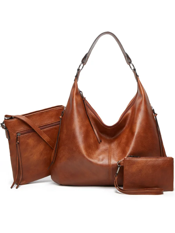 Handmade set of four leather bags